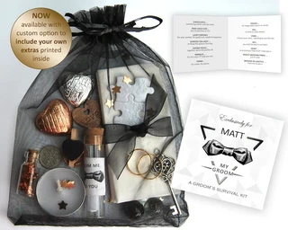 Groom wedding day survival kit, gift from bride to groom